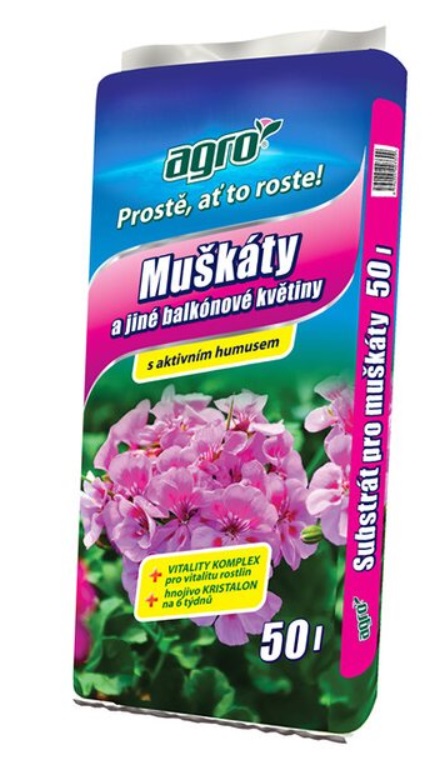 Substrát na muškáty a balkónové kvety AG 50 l