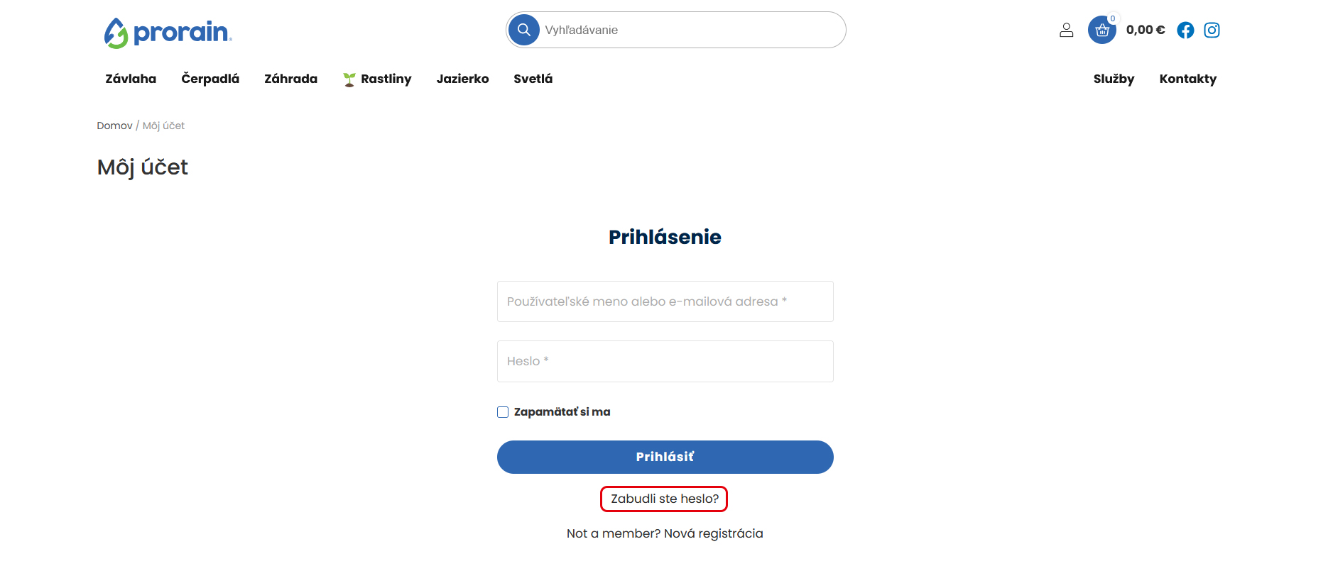 Registrácia, prihlásenie, zmena hesla